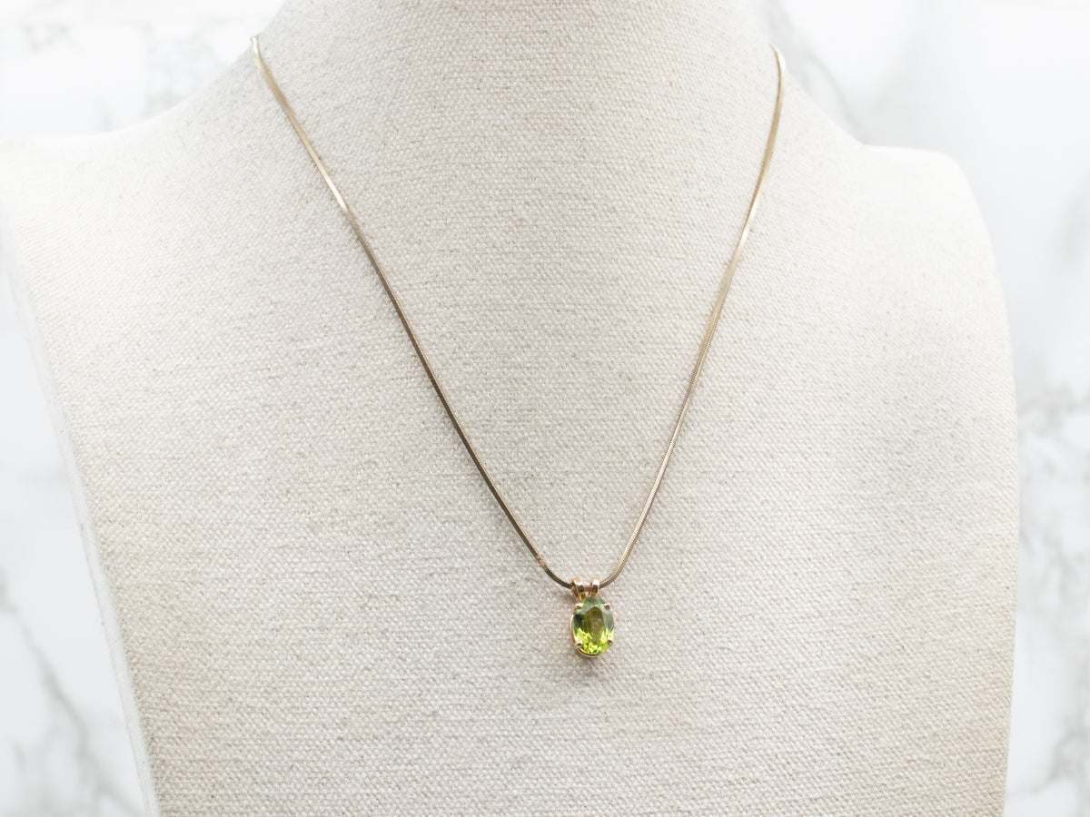 Oval-Cut Peridot Solitaire Pendant
