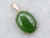 Yellow Gold Oval Cut Nephrite Jade Solitaire Pendant