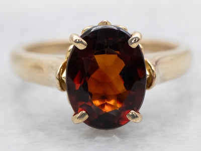 Yellow Gold Oval Cut Citrine Solitaire Ring