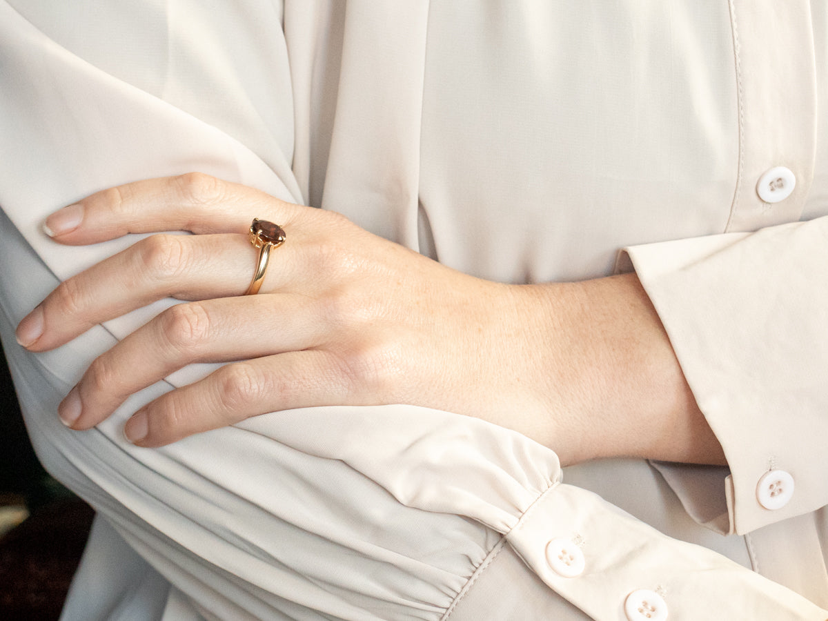 Yellow Gold Oval Cut Citrine Solitaire Ring