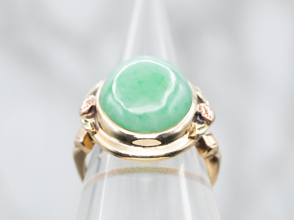 Two Tone Jadeite Solitaire Ring