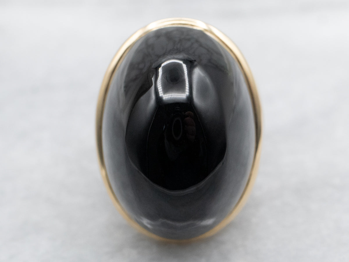 High Dome Black Onyx Solitaire Ring