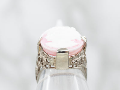 Art Deco Pink Glass Cameo Ring