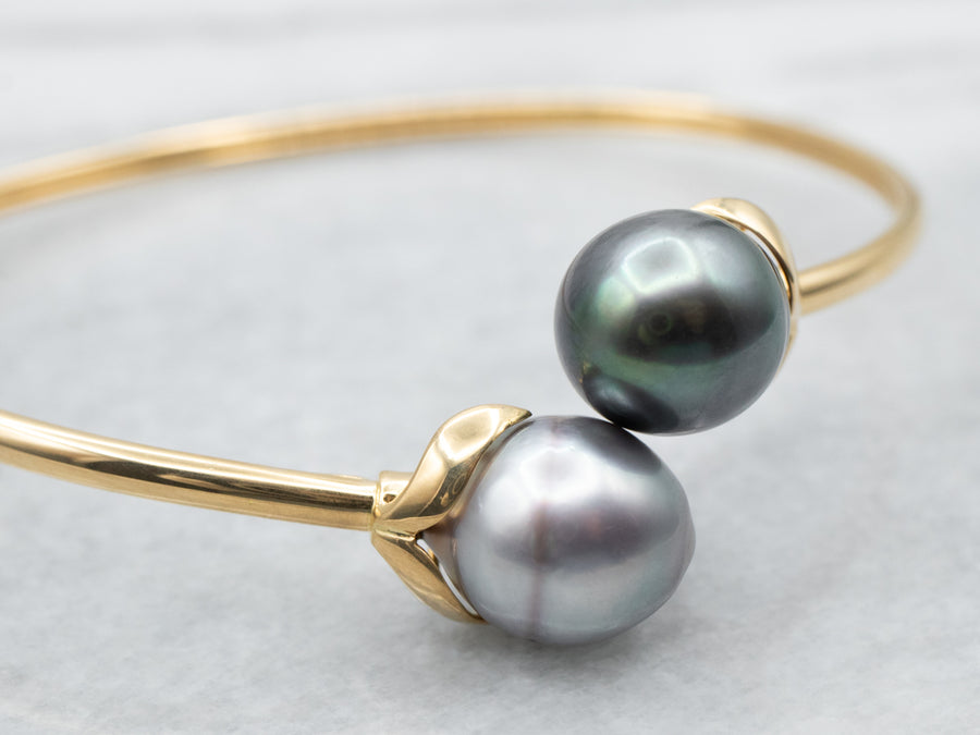 18-Karat Gold Grey and Black Pearl Bracelet