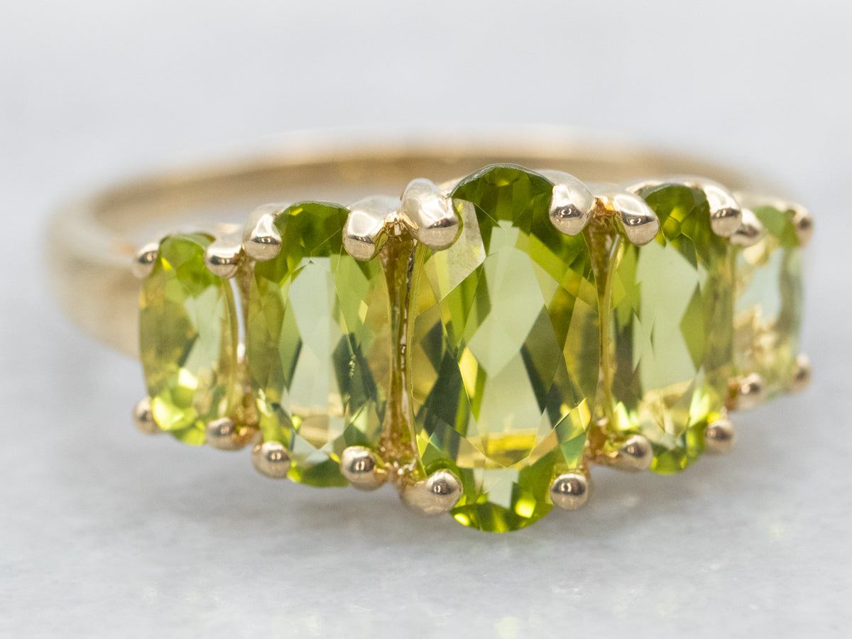 Stunning Peridot and Gold Cocktail Band