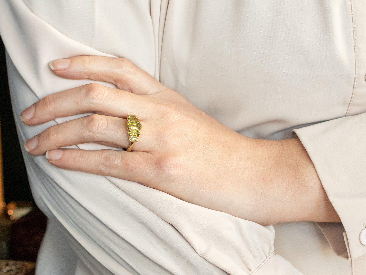 Stunning Peridot and Gold Cocktail Band