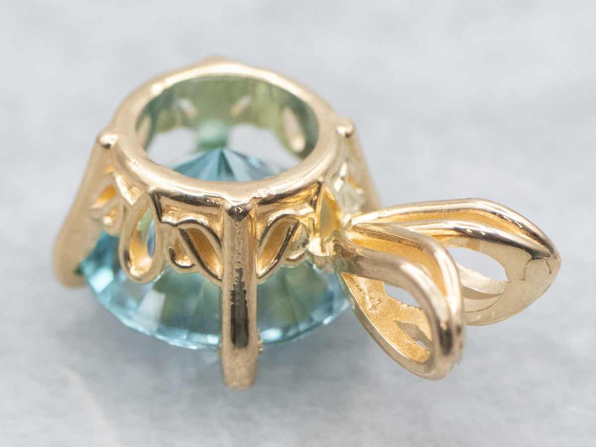 Round Cut Blue Zircon Solitaire Pendant