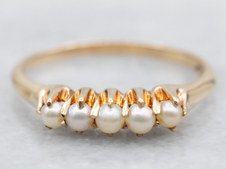 Vintage Gold Seed Pearl Band