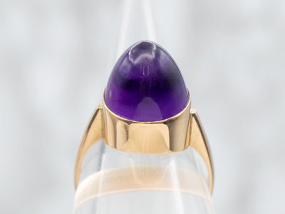 Amethyst High Dome Gold Statement Ring