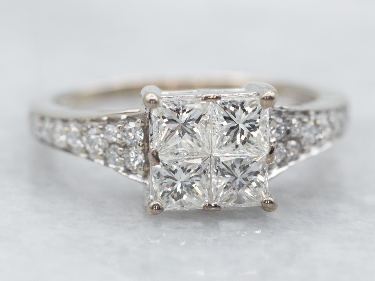 Modern Gold Princess Cut Diamond Engagement Ring