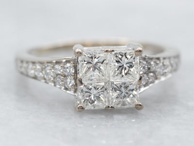 Modern Gold Princess Cut Diamond Engagement Ring