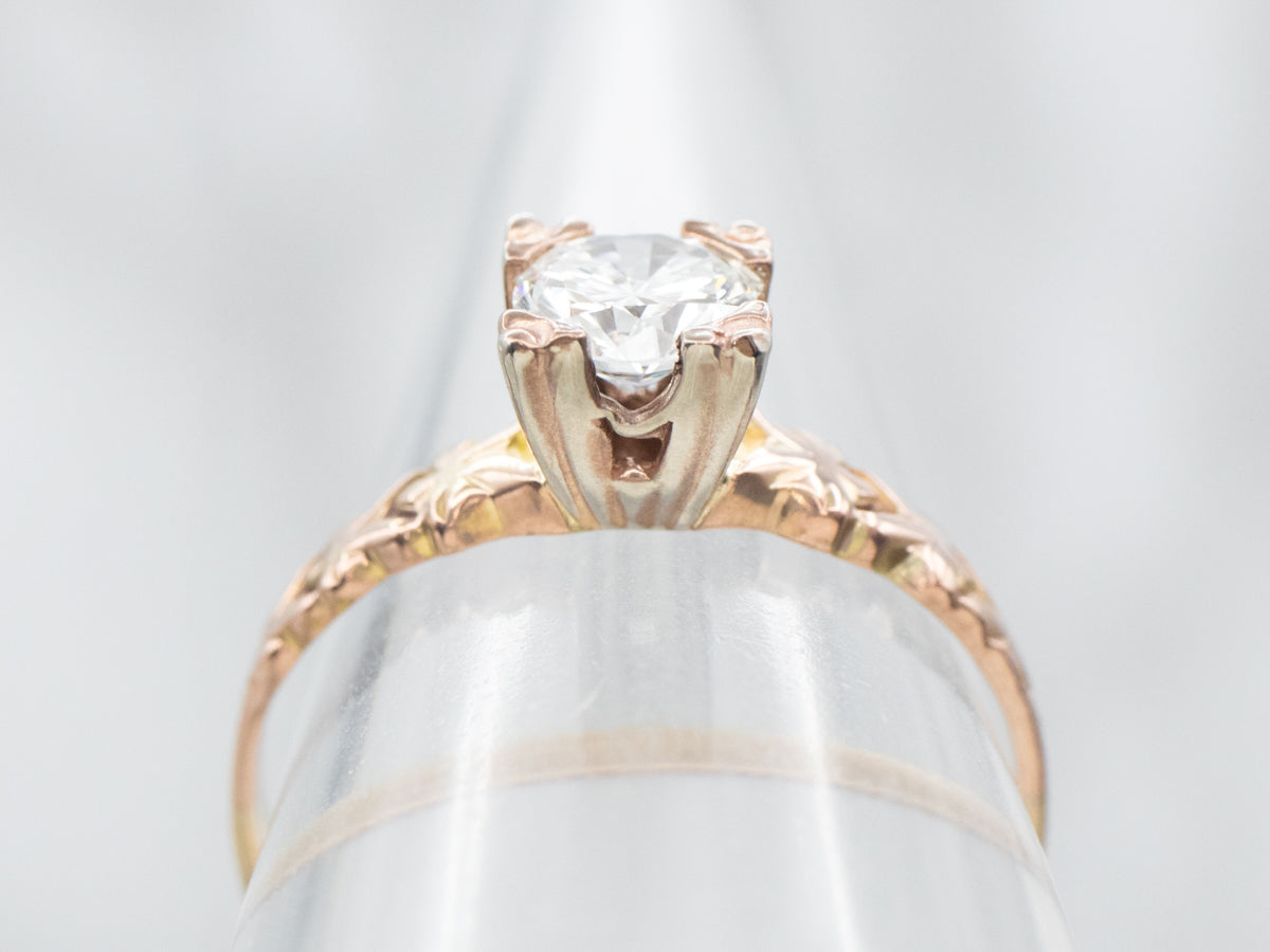 Vintage Gold Diamond Solitaire Engagement Ring