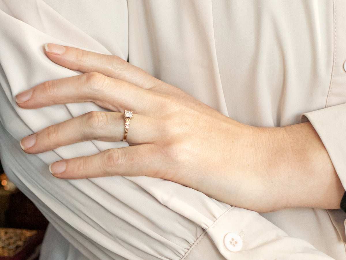 Vintage Gold Diamond Solitaire Engagement Ring