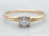 Two Tone Yellow and White Gold Diamond Solitaire Engagement Ring