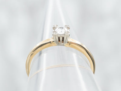 Two Tone Yellow and White Gold Diamond Solitaire Engagement Ring