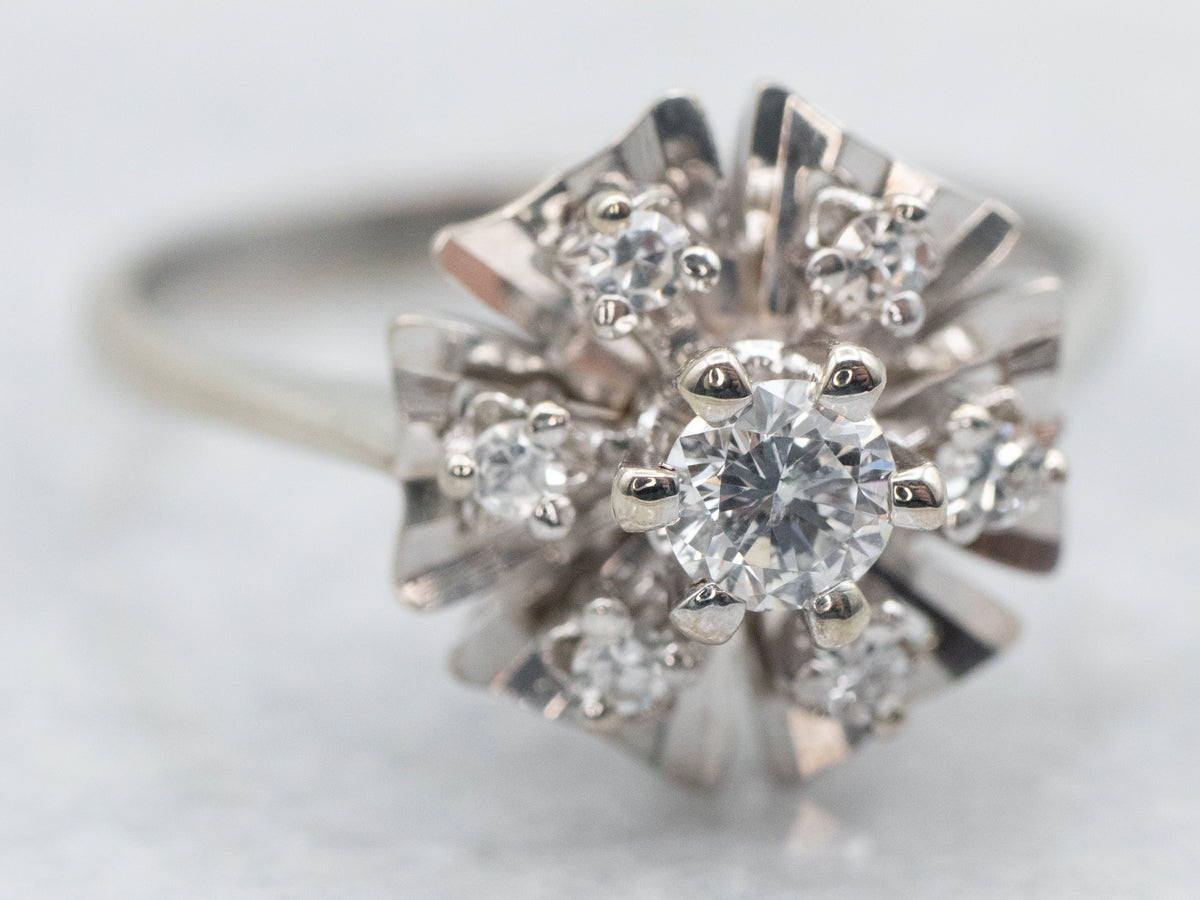 White Gold Diamond Flower Ring
