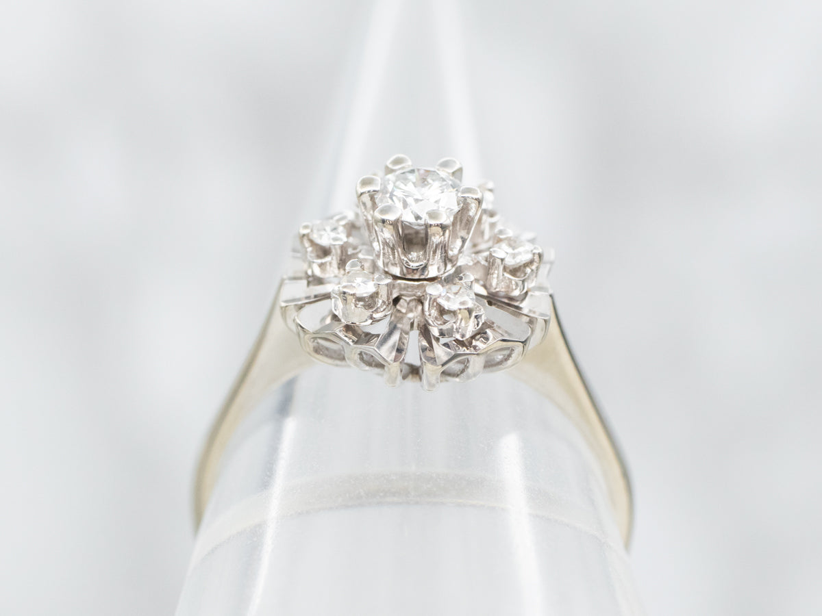 White Gold Diamond Flower Ring