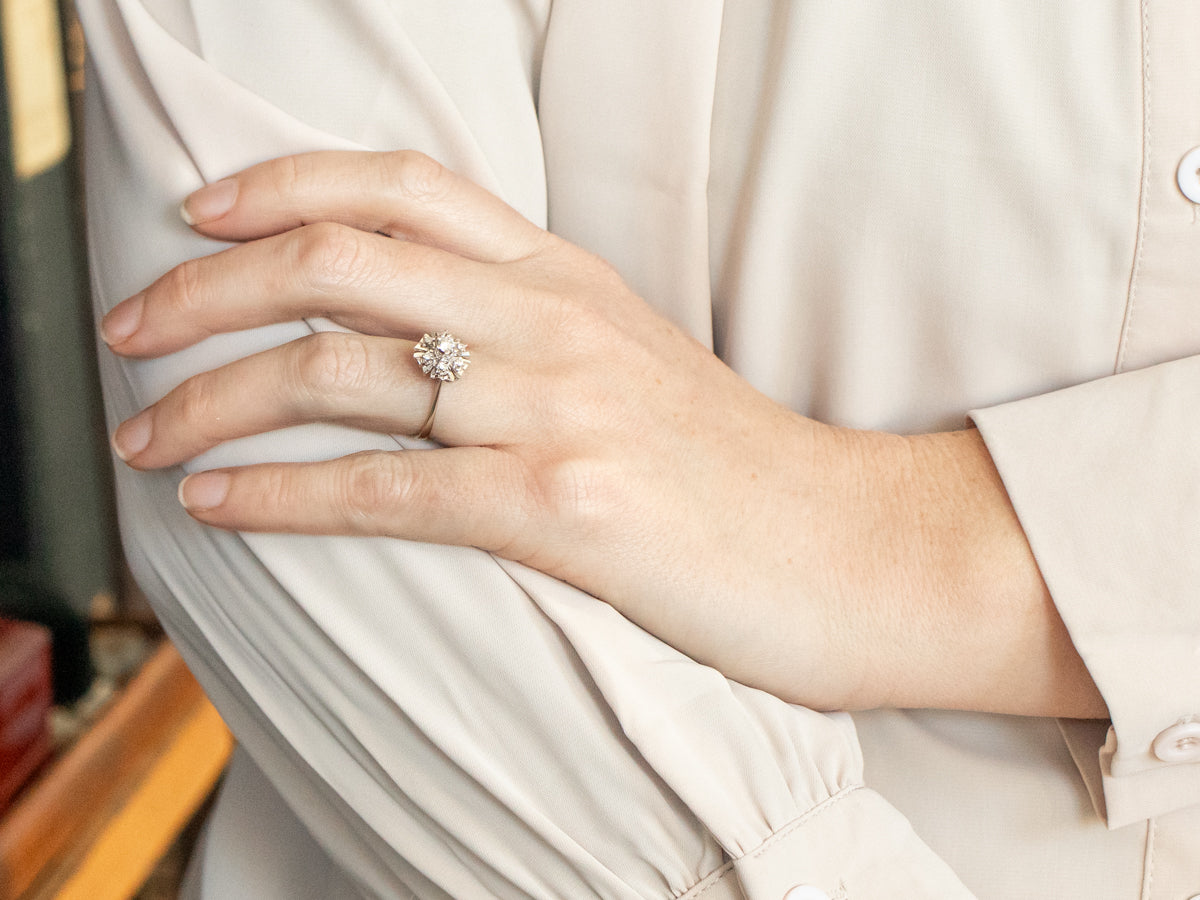 White Gold Diamond Flower Ring