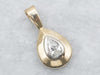 Two Tone Yellow and White Gold Bezel Set Pear Cut Diamond Solitaire Pendant