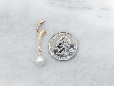 Looping Saltwater Pearl and Diamond Drop Pendant