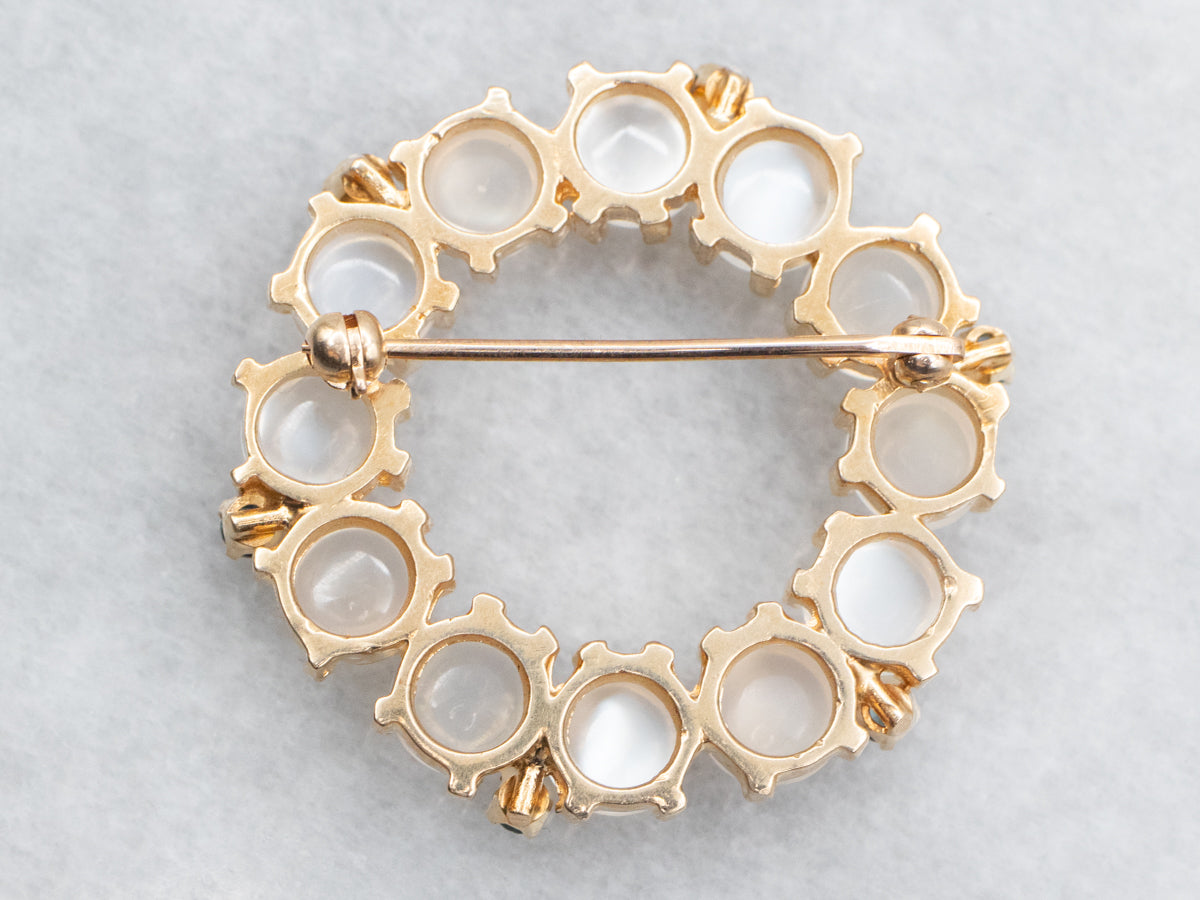 Vintage Moonstone and Sapphire Circle Pin