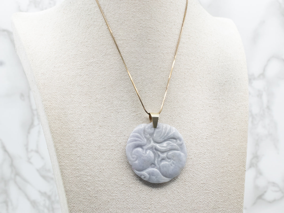 Carved Lavender Jade Pendant