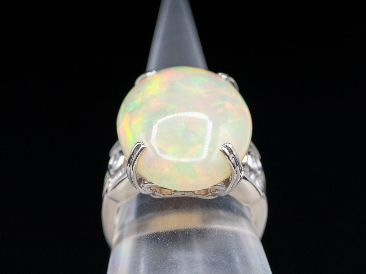 Platinum Opal and Diamond Cocktail Ring