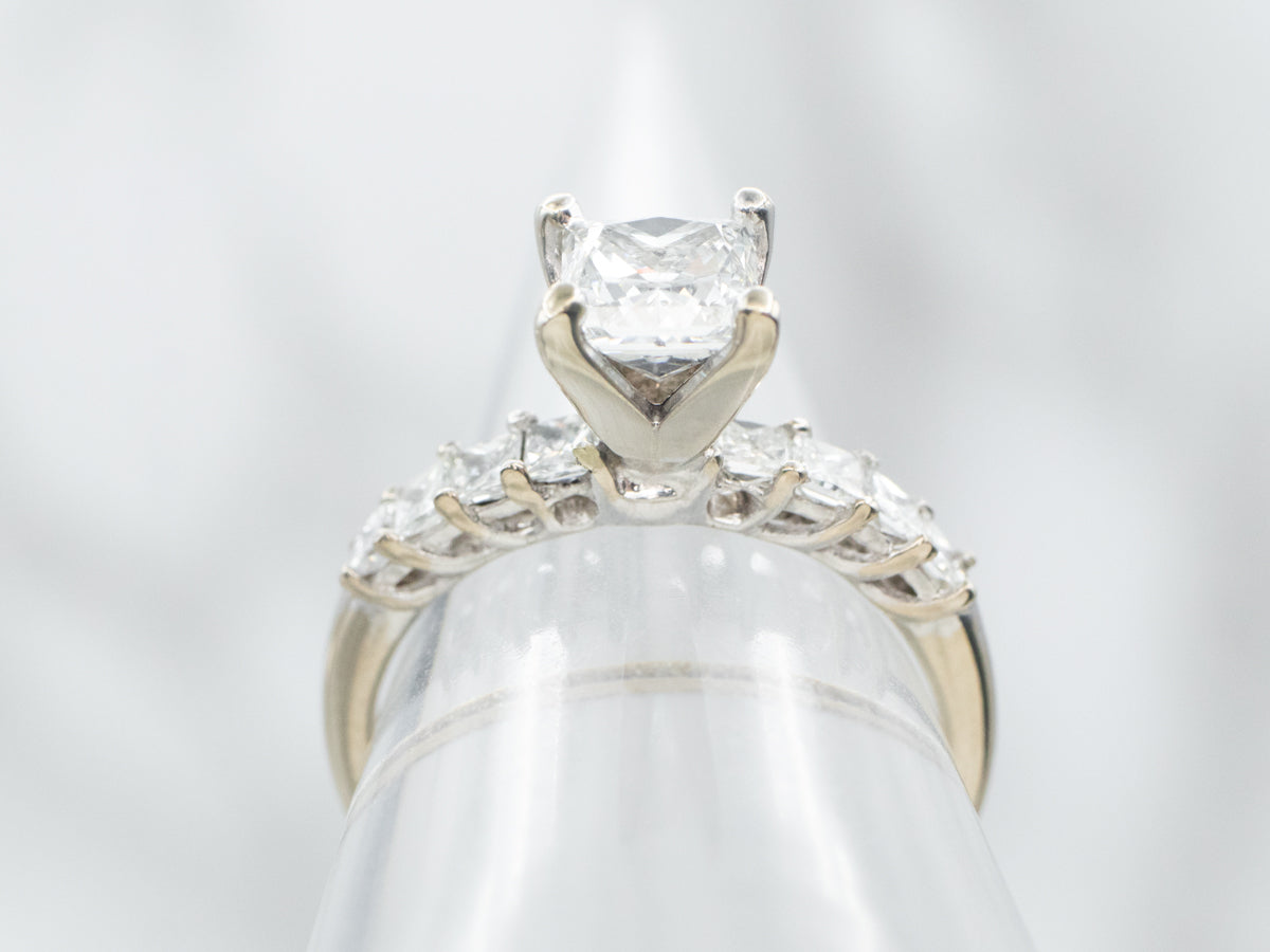 Modern GSI Certified Diamond Engagement Ring with Diamond Accents