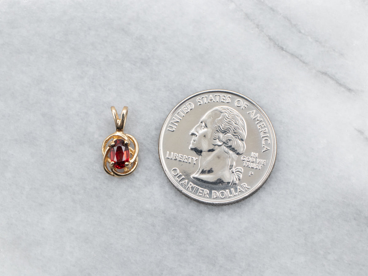 Colgante Solitario Granate Oro Amarillo