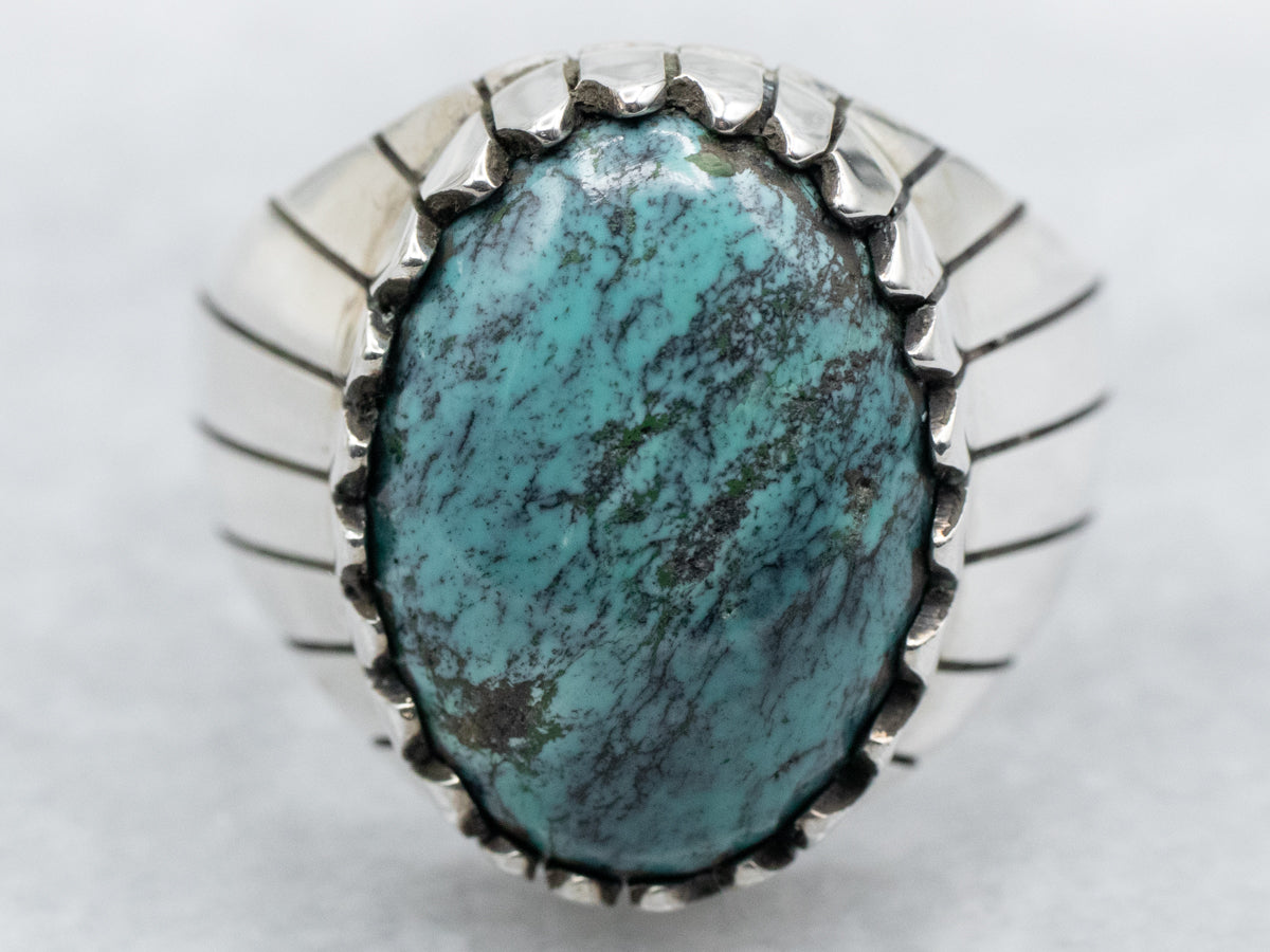 Men's Southwest Style Sterling Silver Turquoise Ring