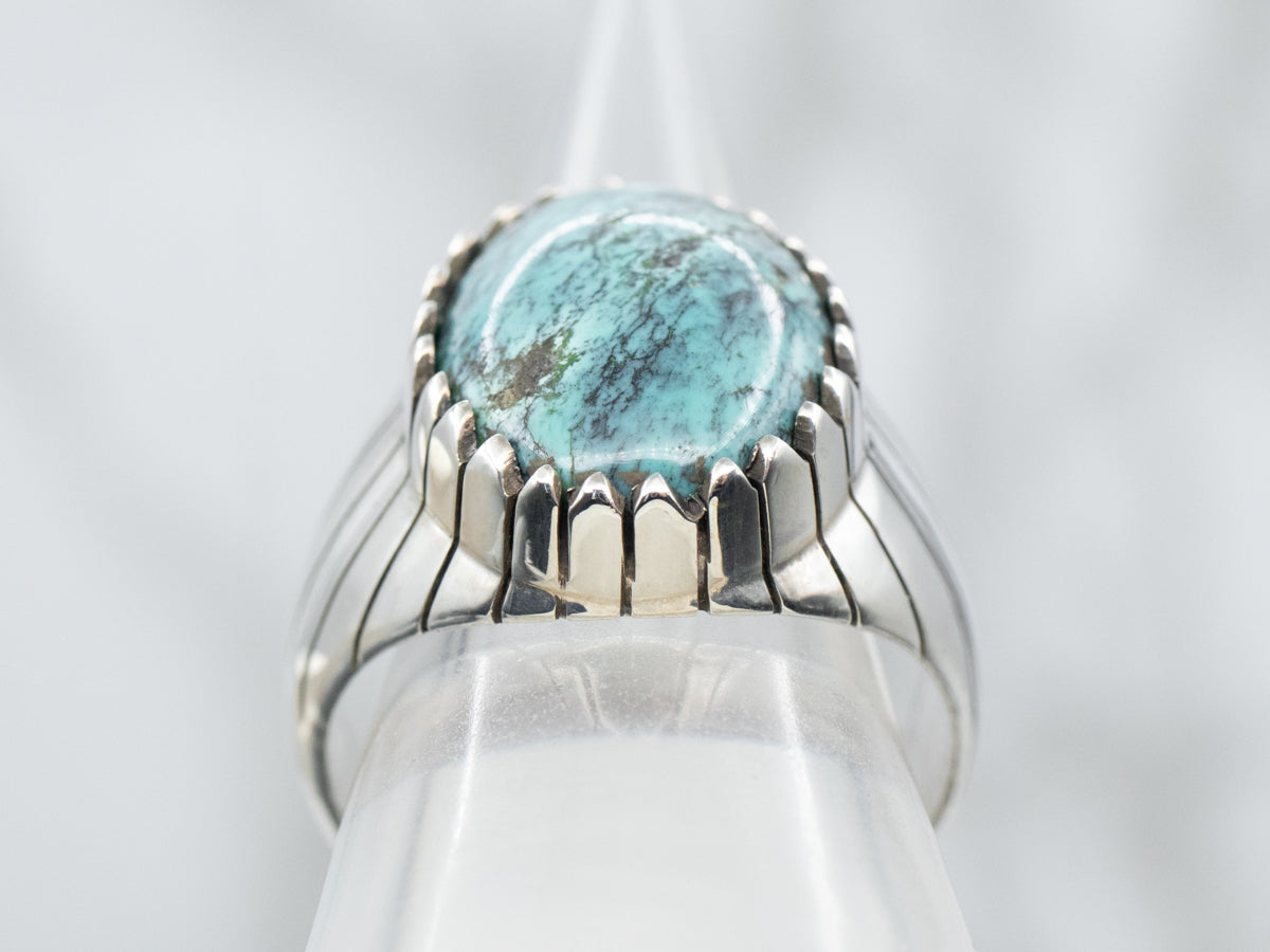 Men's Southwest Style Sterling Silver Turquoise Ring
