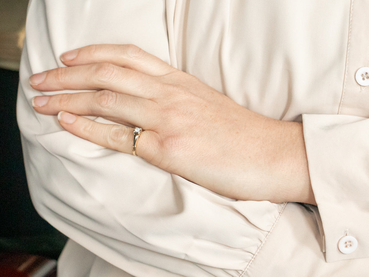 Two Tone Diamond Solitaire Engagement Ring