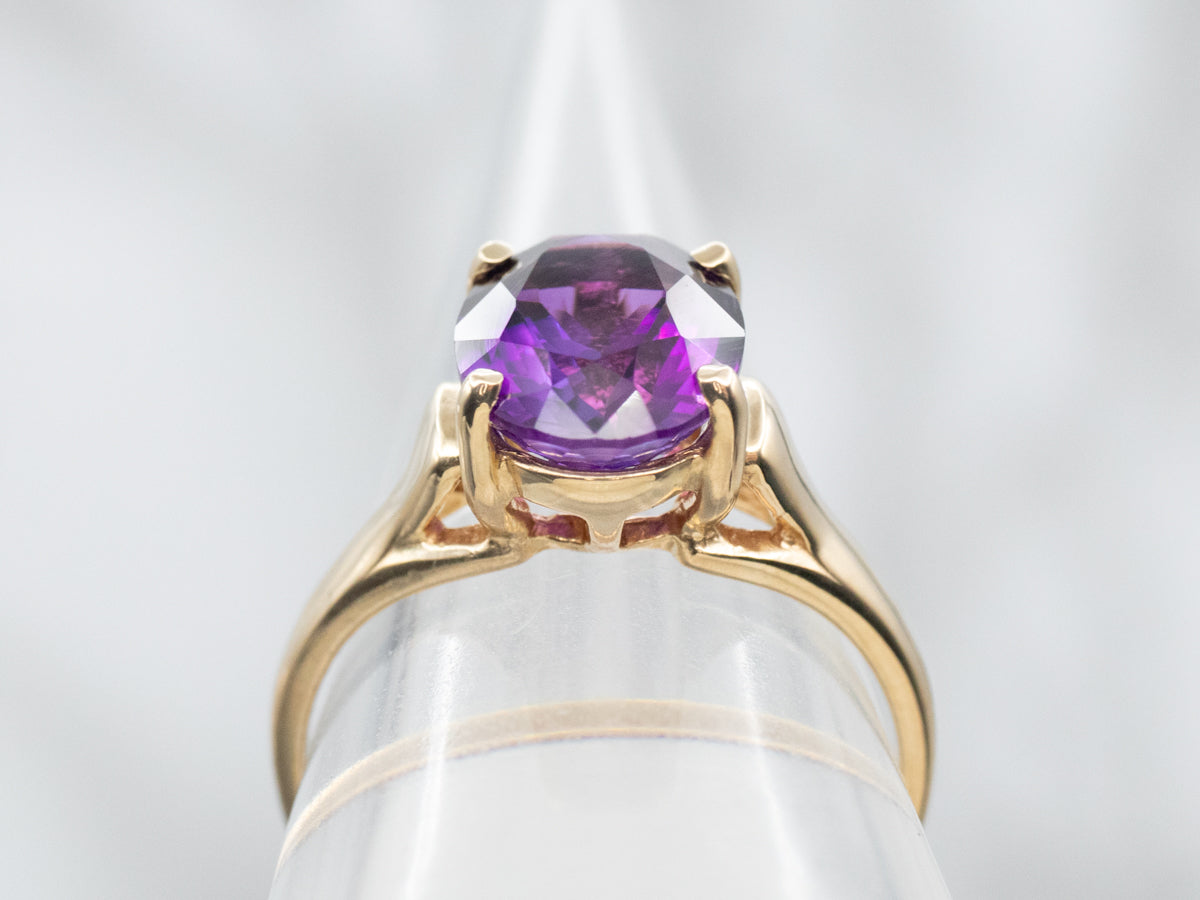 Oval Cut Amethyst Solitaire Ring