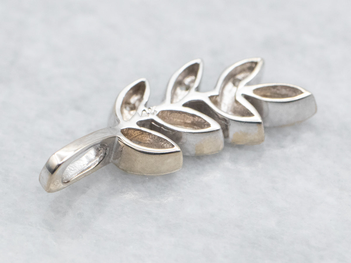 White Gold Diamond Leaf Pendant
