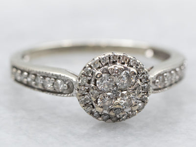 Modern Diamond Cluster Engagement Ring with Diamond Halo