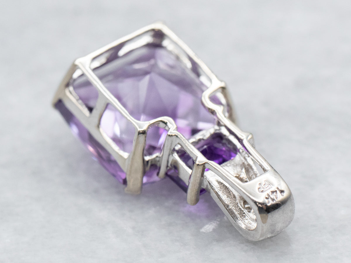 Fancy Cut Amethyst Pendant with Diamond Accents