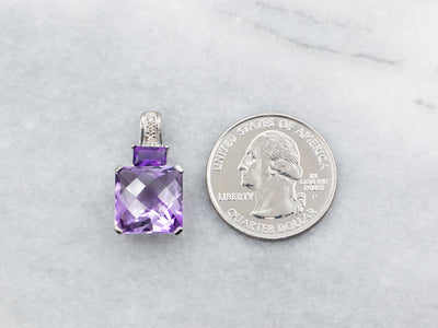 Fancy Cut Amethyst Pendant with Diamond Accents