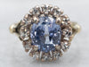 Vintage Sapphire and Diamond Halo Ring