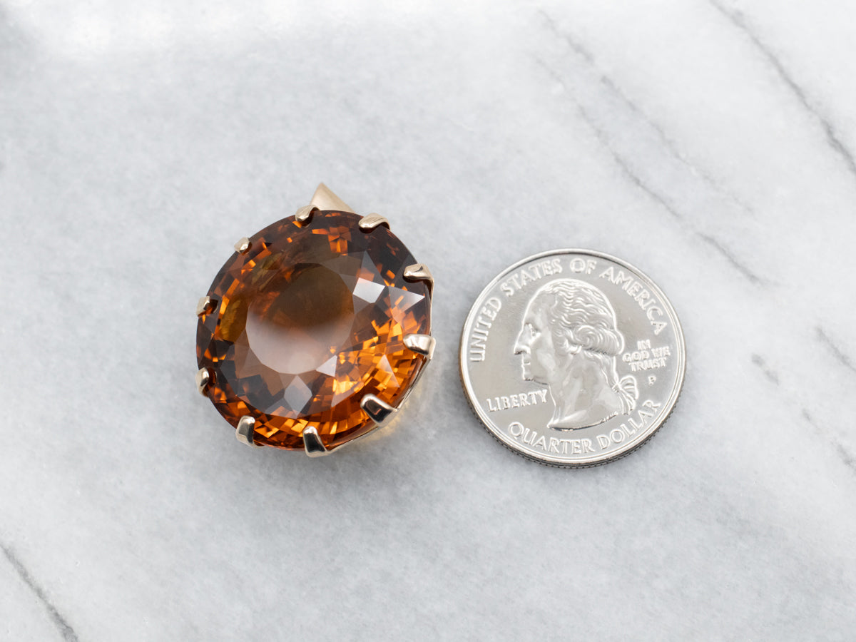 Golden Quartz Solitaire Statement Pendant
