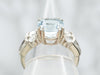 Modern White Gold Aquamarine and Diamond Ring