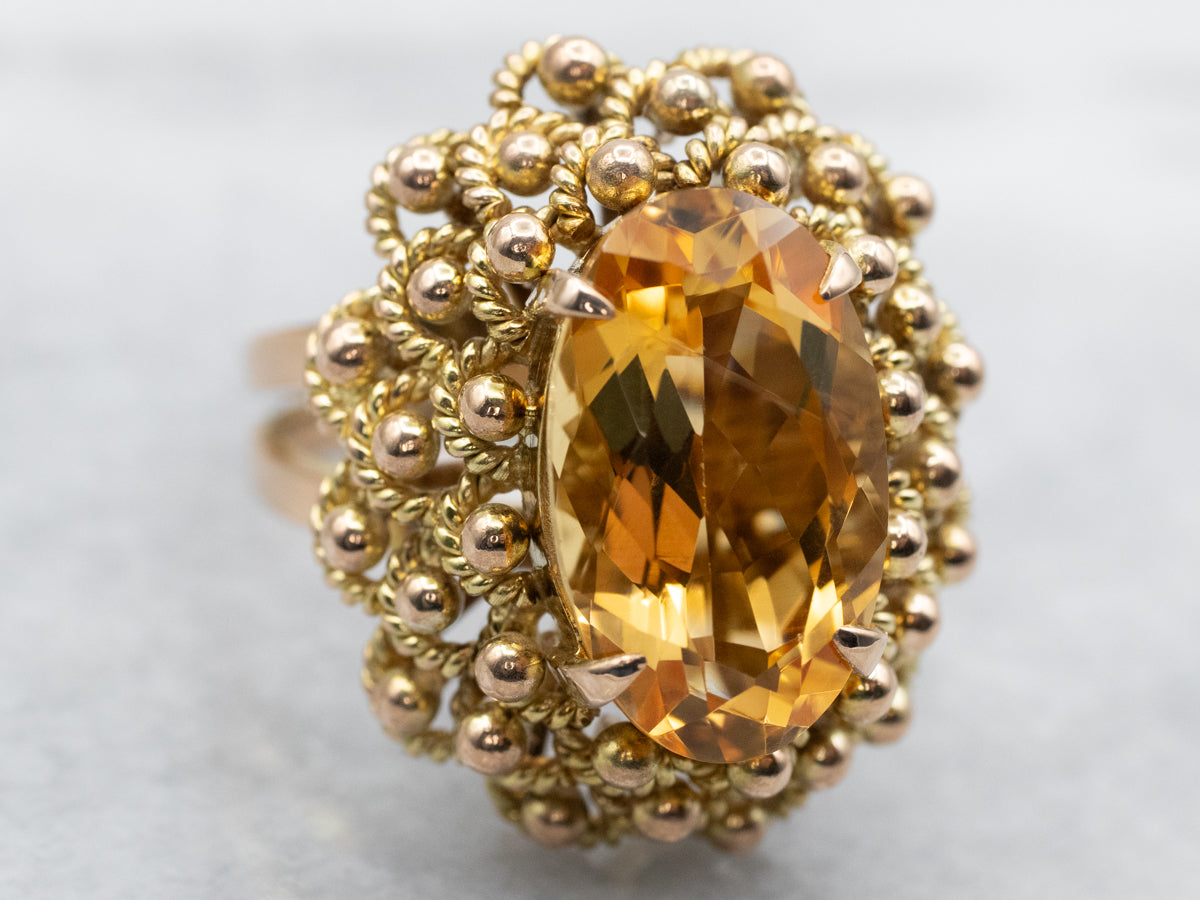 Funky Vintage Citrine Cocktail Ring