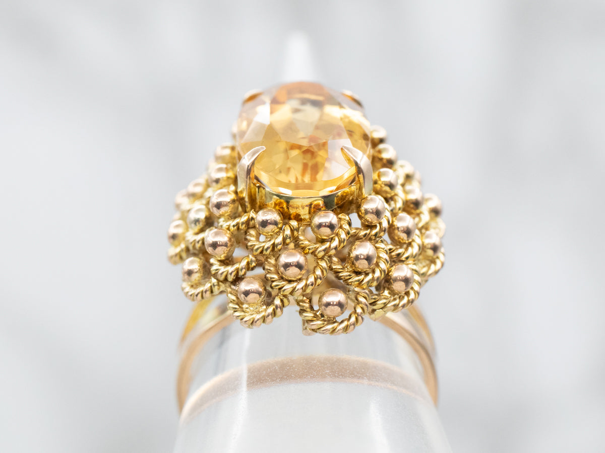 Funky Vintage Citrine Cocktail Ring