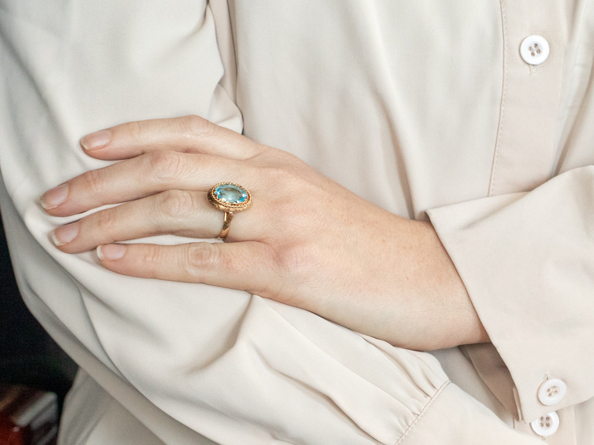 Vintage Blue Topaz Solitaire Ring