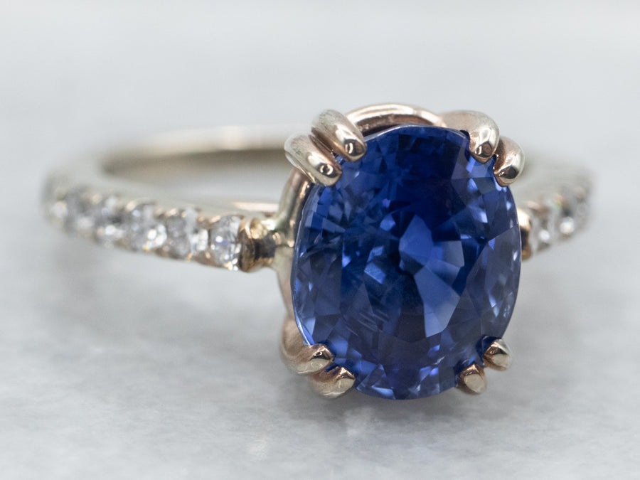 Fine Sapphire and Diamond Engagement Ring