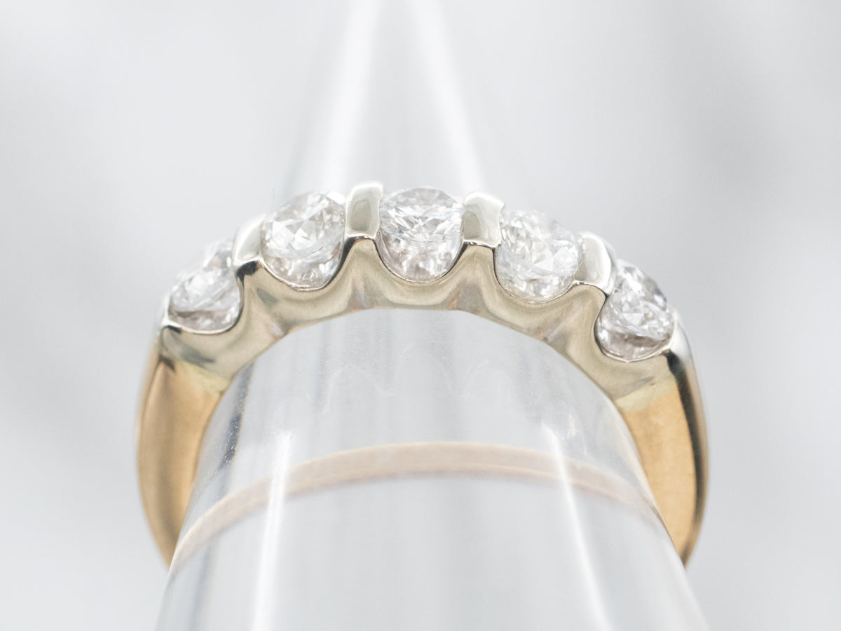 Two Tone Gold Bar-Set Diamond Band