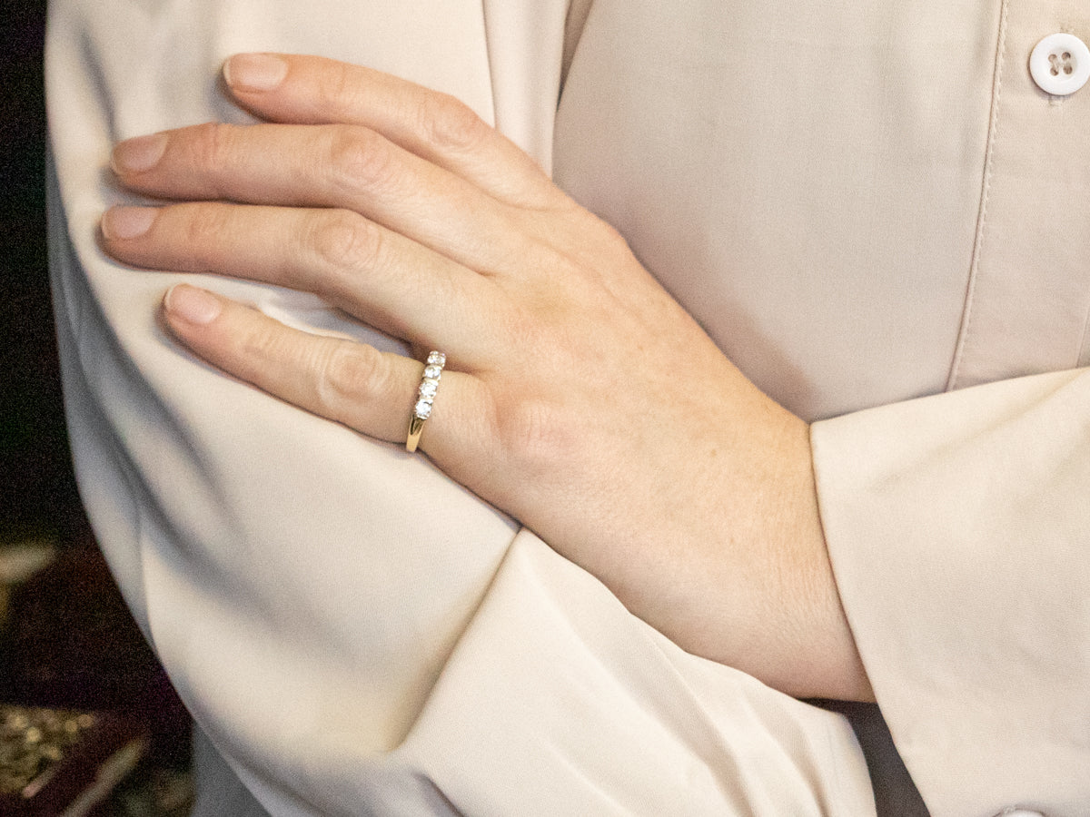 Two Tone Gold Bar-Set Diamond Band