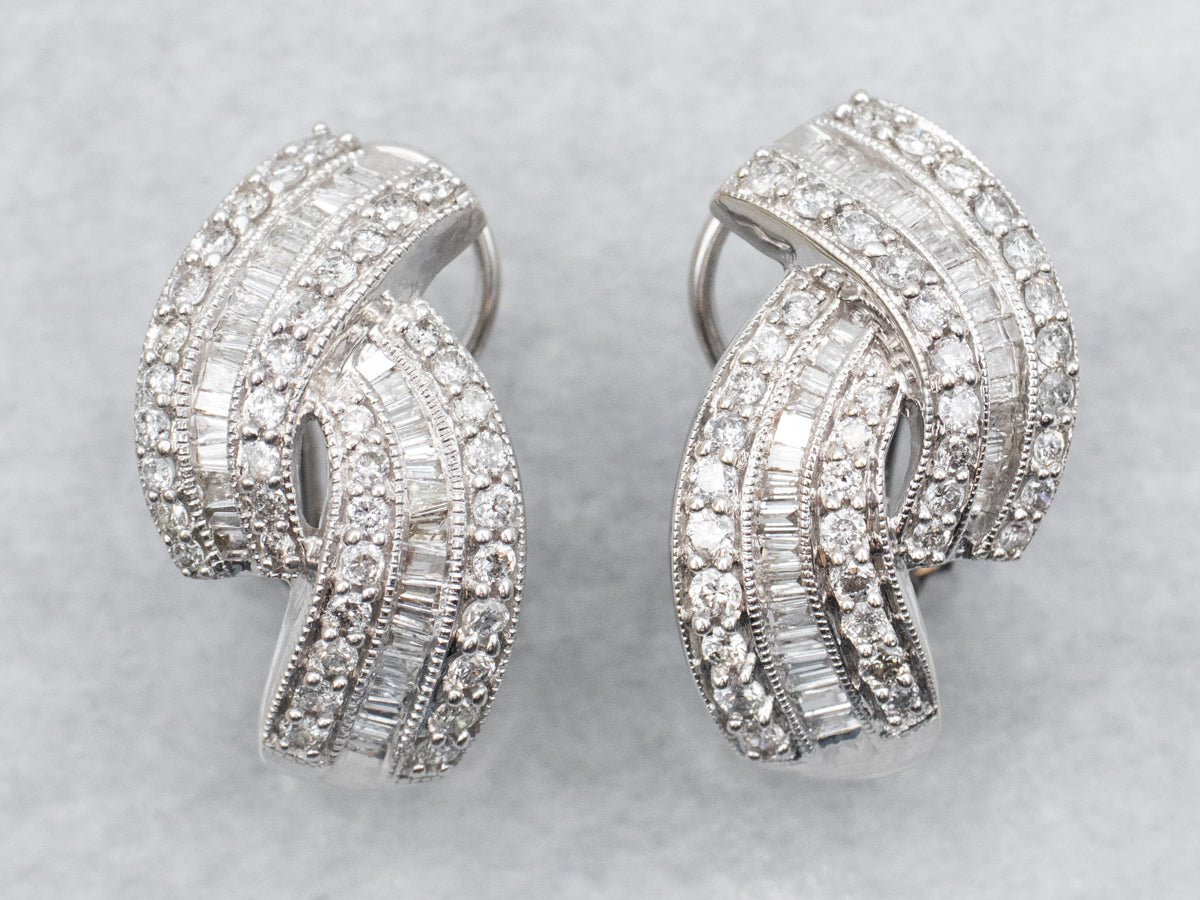 Brilliant and Baguette Cut Diamond Earrings