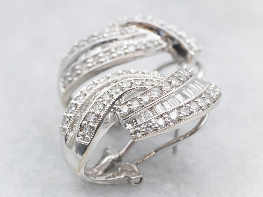 Brilliant and Baguette Cut Diamond Earrings