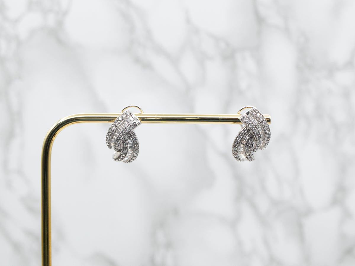 Brilliant and Baguette Cut Diamond Earrings