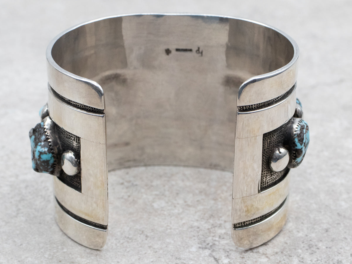 Sterling Silver Turquoise Cuff Bracelet Designed by Frank Patania Sr. of The Thunderbird Shop